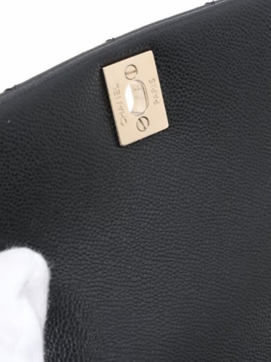 Chanel CC Logo Matelasse Caviar Skin Chain Backpack Black